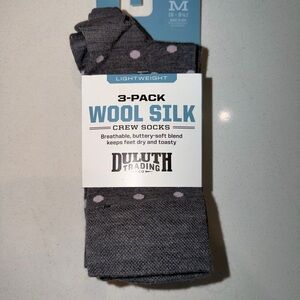 Duluth Trading Co Gray Wool Silk Crew Socks - 3-Pack - Medium